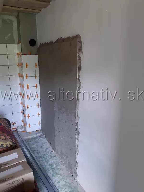 vyrovnanie stien pod obklad chalupa